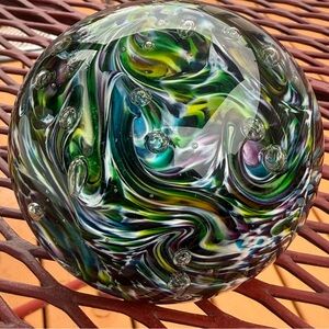 Jason Laret Northern Lights-RD / Hand Blown Glass Paperweight
